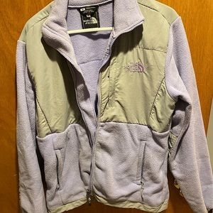 The North Face women’s fleece jacket. Purple and gray, size medium